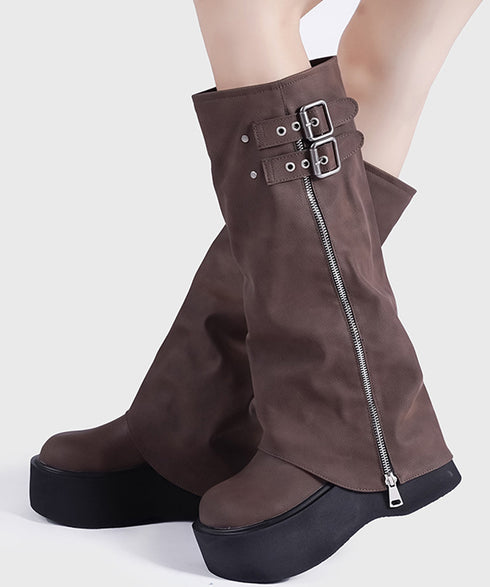 Zip Design Cover Boots