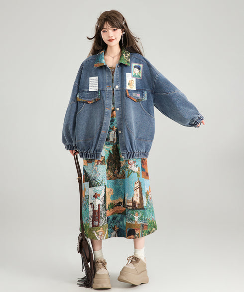 Jacquard Ribbon Denim Jacket