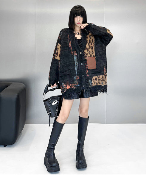 Leopard Patchwork Cardigan
