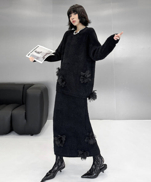 Three-dimensional Flower Top & Skirt