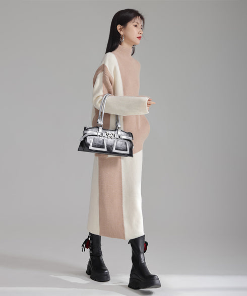 Bicolor Sweater & Skirt Co-ord