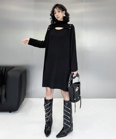 Half Turtleneck Knit Dress