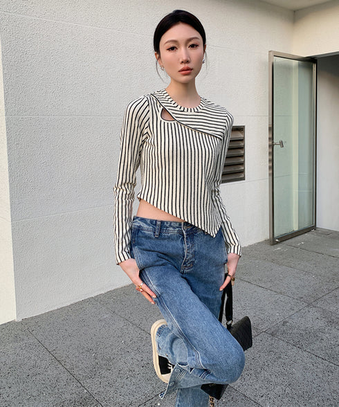 Striped Cut-out Top