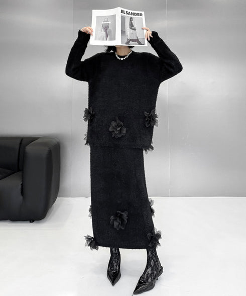 Three-dimensional Flower Top & Skirt