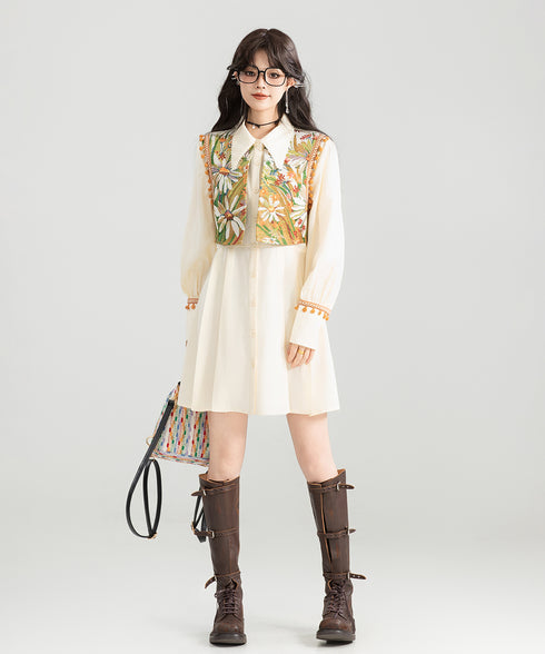 Jacquard Splicing Dress