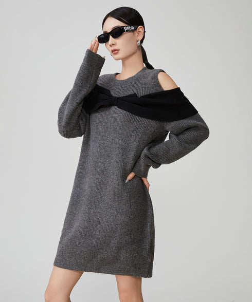 Shoulder Cut-out Knit Dress
