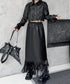 Faux Leather Fringe Skirt