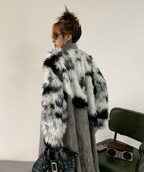 Faux Fur Splicing Coat