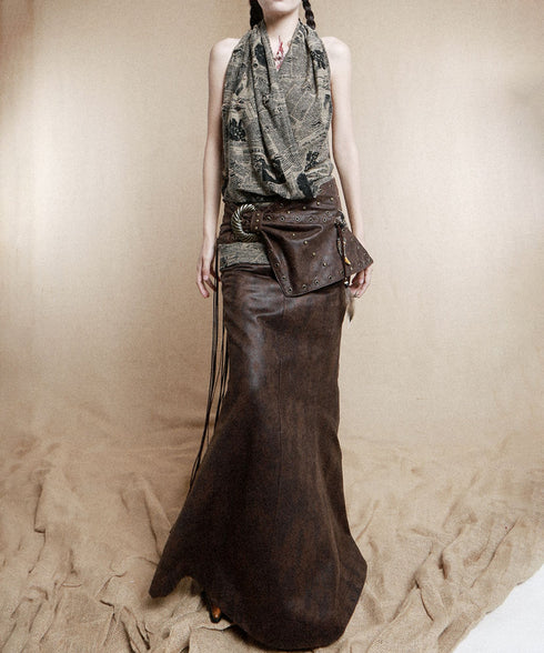 Feather Tassel Rivet Wide Belt