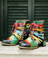 Colorful Strap Flower Short Boots
