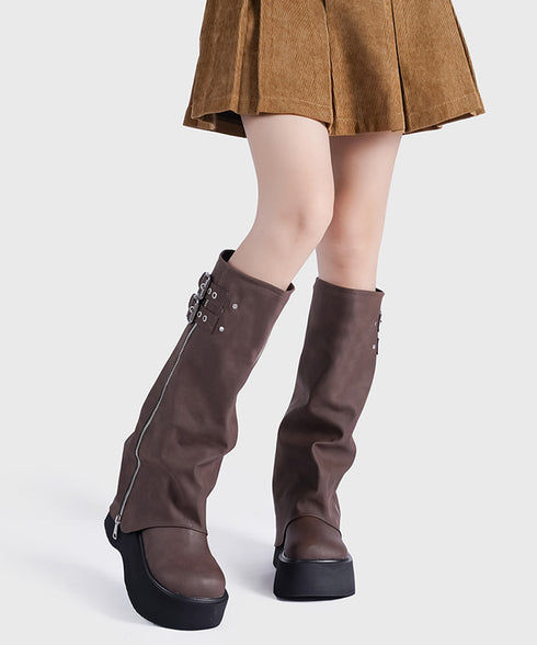Zip Design Cover Boots