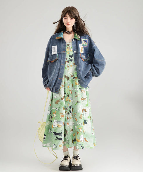 Jacquard Ribbon Denim Jacket