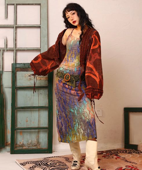 Printed Frill Line Short Jacket