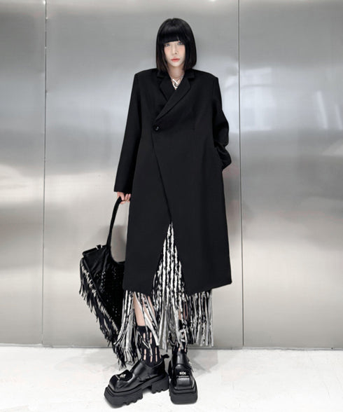 Solid Collar Long Jacket