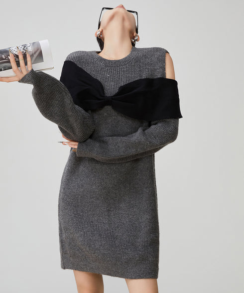 Shoulder Cut-out Knit Dress