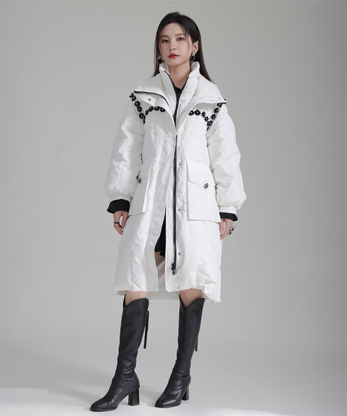 Flower Beads Padded Coat