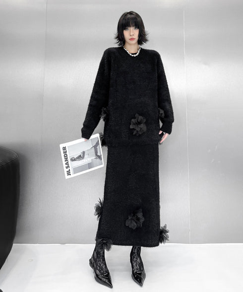 Three-dimensional Flower Top & Skirt