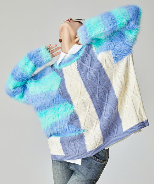 Fairy Irregular Contrast Sweater