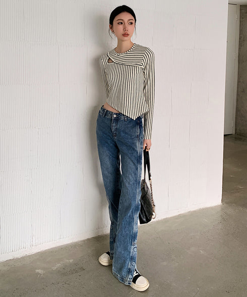 Striped Cut-out Top