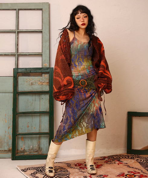 Printed Frill Line Short Jacket