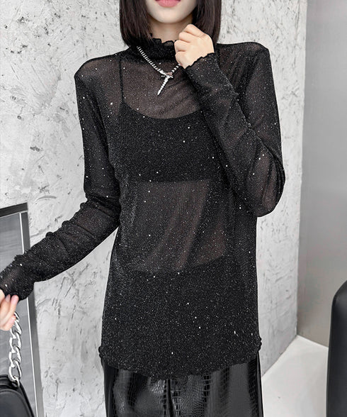 Shiny Turtleneck Top