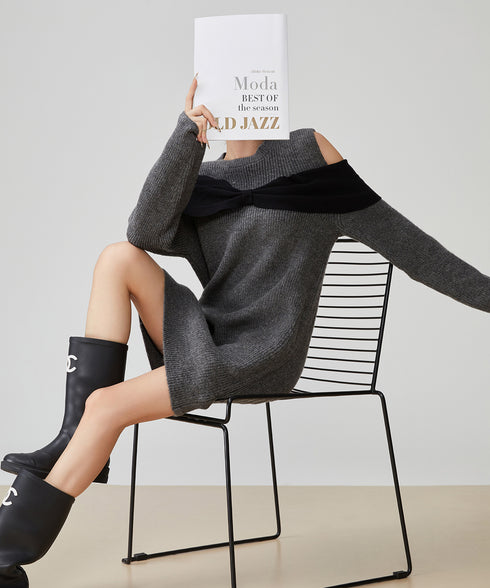 Shoulder Cut-out Knit Dress