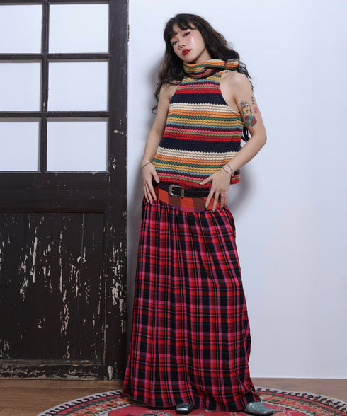 Retro Check Switching Skirt