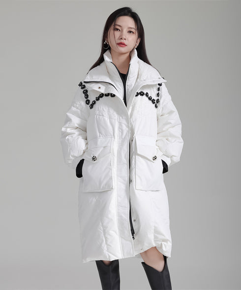Flower Beads Padded Coat
