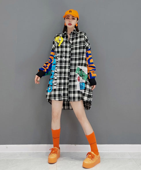 Rubber Print Check Blouse