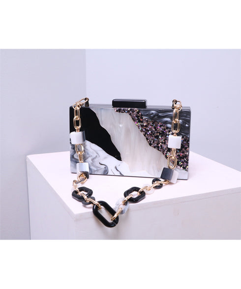 Patchwork Box Chain Shoulder Bag