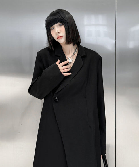 Solid Collar Long Jacket