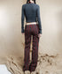 Striped Low Waist Bootcut Pants