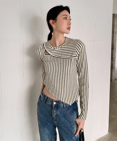 Striped Cut-out Top