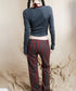 Striped Low Waist Bootcut Pants