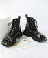 Wire Design Lace-up Boots