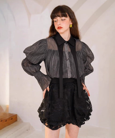 Gather Puff Sleeve Blouse