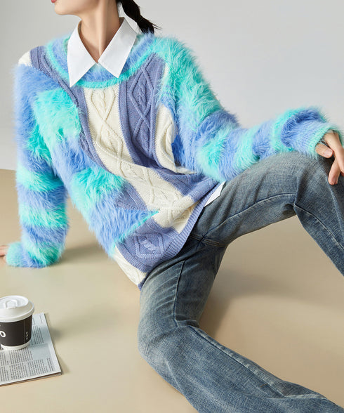 Fairy Irregular Contrast Sweater