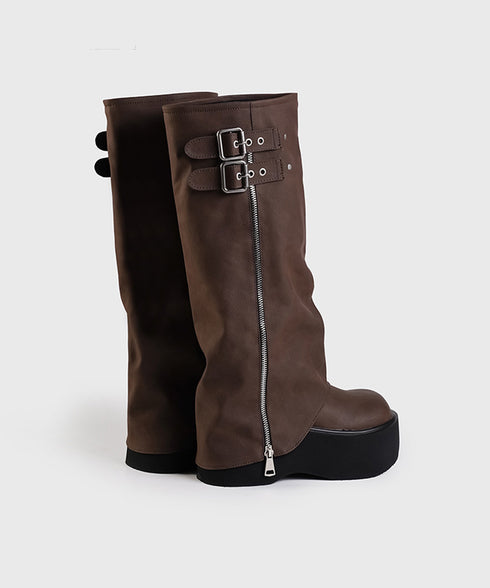 Zip Design Cover Boots
