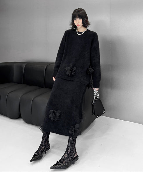 Three-dimensional Flower Top & Skirt