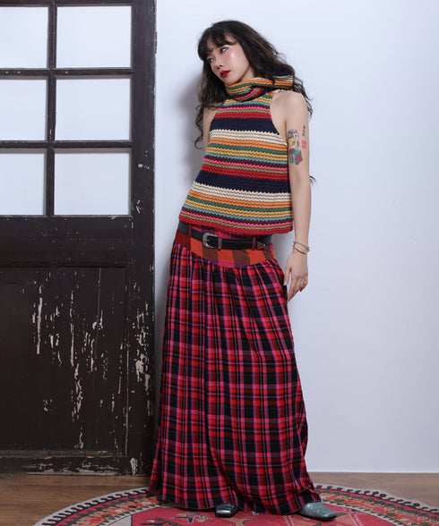 Retro Check Switching Skirt
