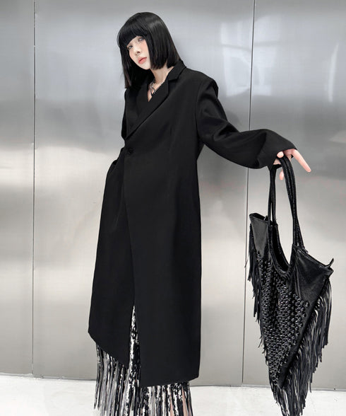 Solid Collar Long Jacket