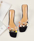 Cone Heel Colorful Jewel Sandals