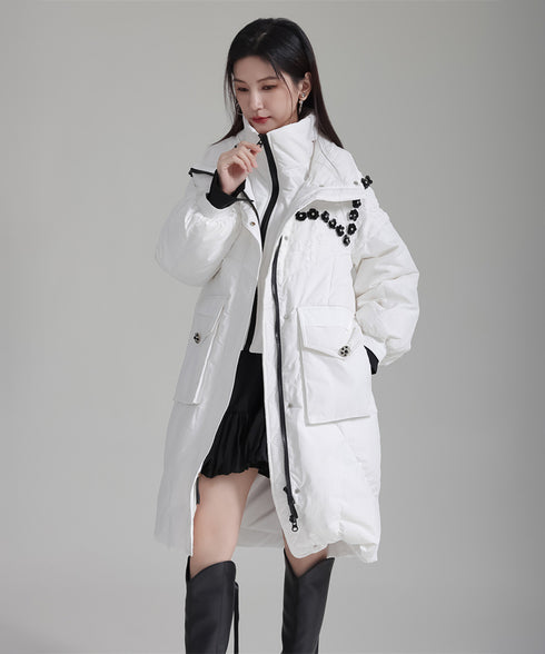 Flower Beads Padded Coat