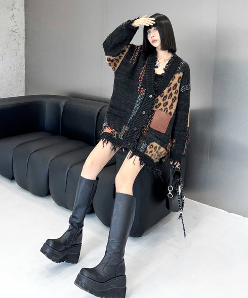 Leopard Patchwork Cardigan