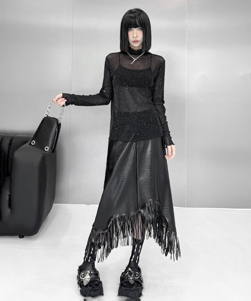 Shiny Turtleneck Top