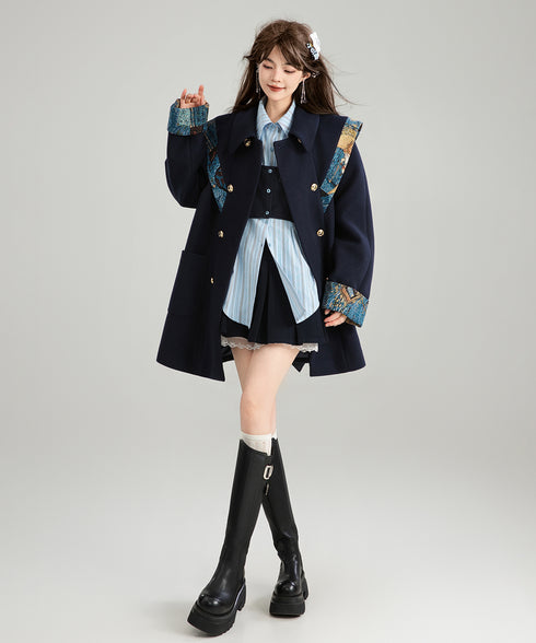 Jacquard Ribbon Cloud Shoulder Coat