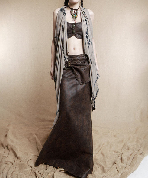 Feather Tassel Rivet Wide Belt