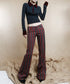 Striped Low Waist Bootcut Pants