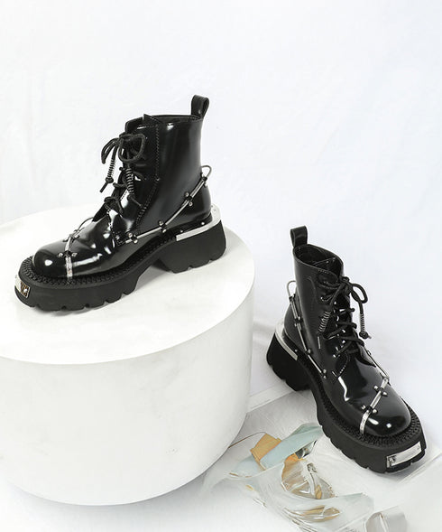 Wire Design Lace-up Boots