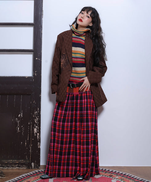 Retro Check Switching Skirt